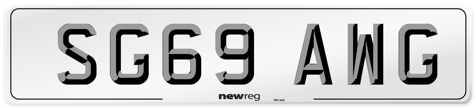 SG69 AWG Number Plate from New Reg